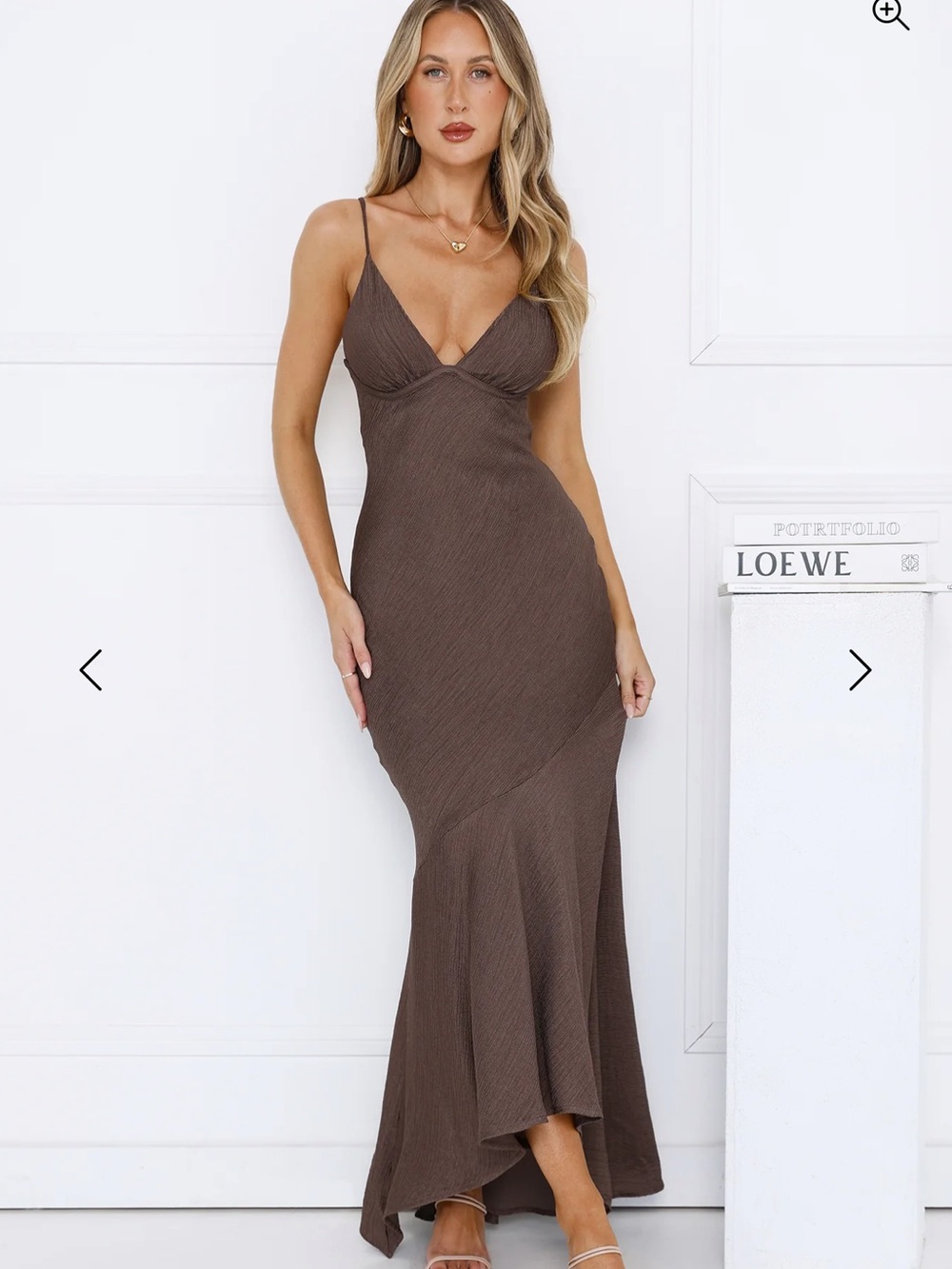 Hello Molly- LIVE ACTION MAXI DRESS BROWN- size Large - Picture 2 of 5